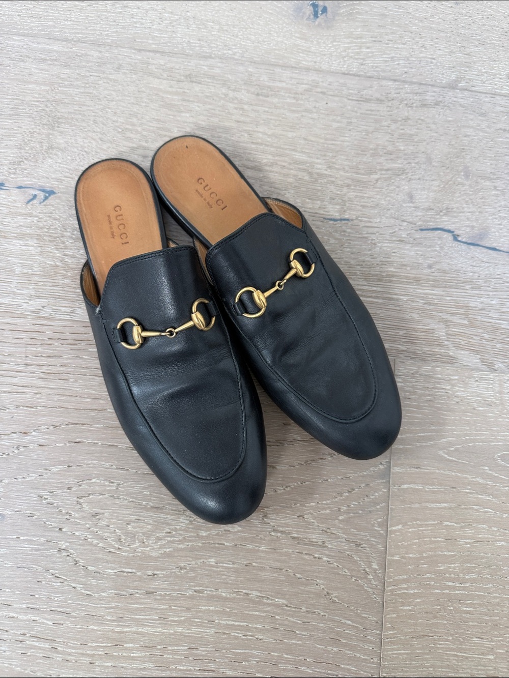 Gucci Black Leather Horsebit Mule Loafers